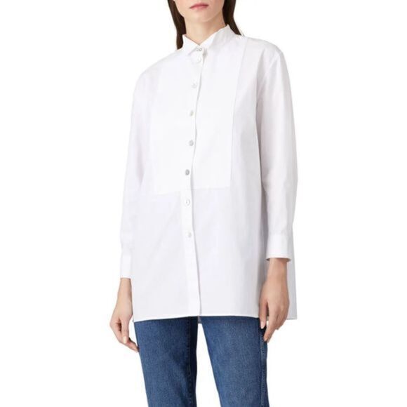 ALEXA CHUNG White Button-down Herringbone Bib Shirt UK 12/US 8 - Picture 1 of 4